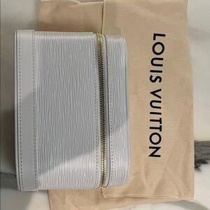Louis Vuitton White Cosmetic Case with Gold Zipper